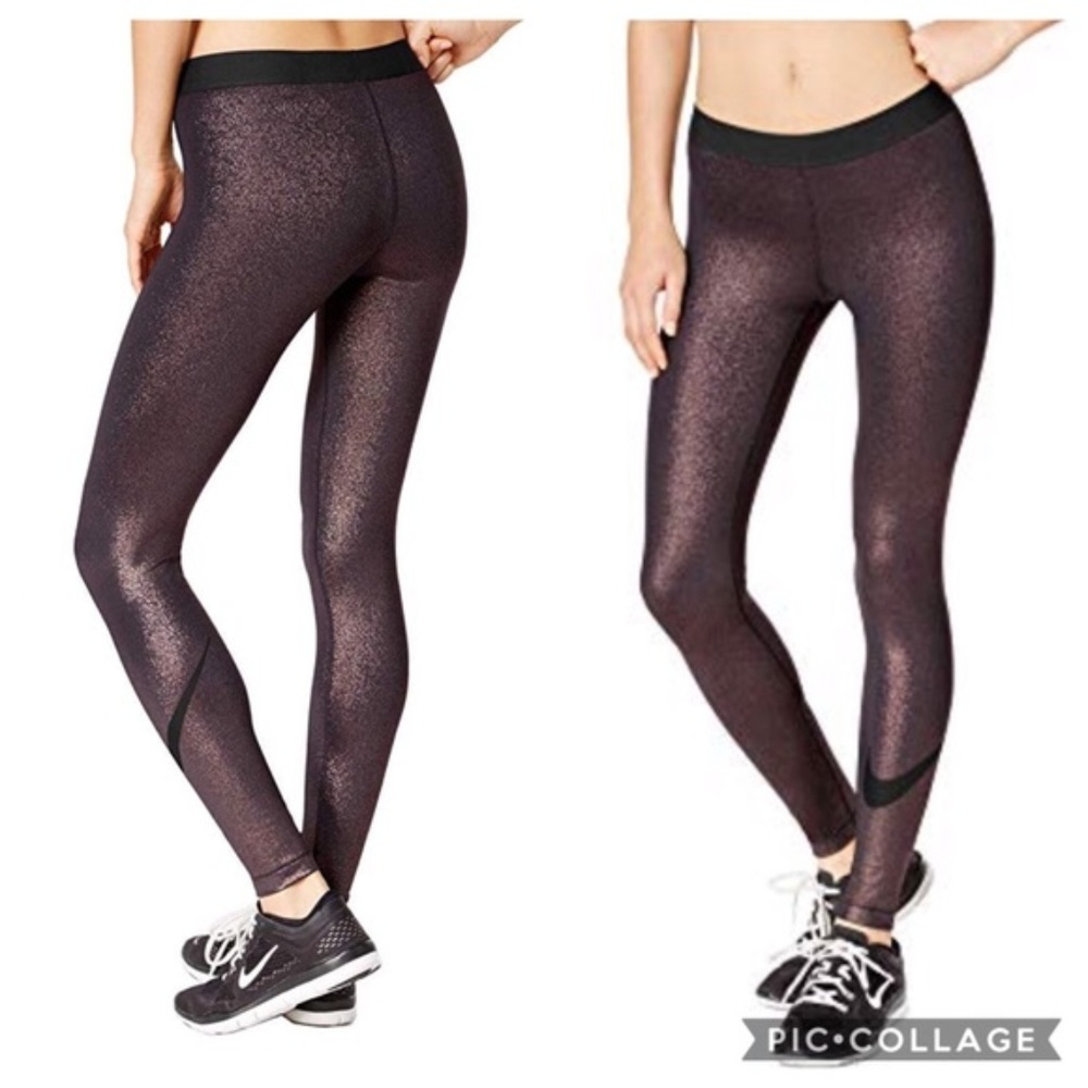 Nike pro dri-fit rose gold glitter leggings EUC